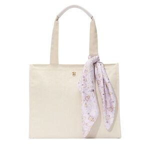 Victoria's Secret Cream Floral Embossed Tote Bag